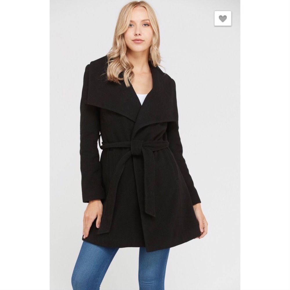 City Black Belted Coat - Picture 3 of 5